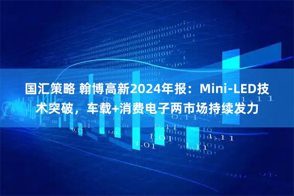 国汇策略 翰博高新2024年报：Mini-LED技术突破，车载+消费电子两市场持续发力